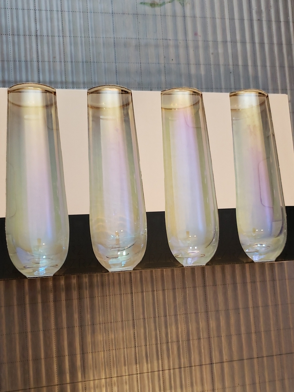 Rachel Zoe Iridescent Champagne Flutes in Pearl Sheen - Set of 4